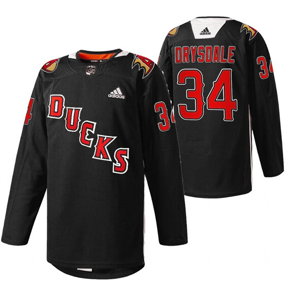 Men's Anaheim Ducks #34 Jamie Drysdale 2022 Black Angels Night Stitched Jersey